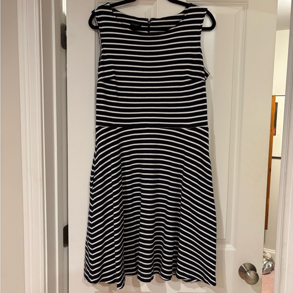 Talbots Women's Navy Edrie Knit Fit Flare Dress